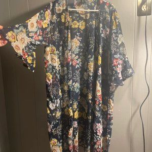 Tie- Front Floral Kimono
